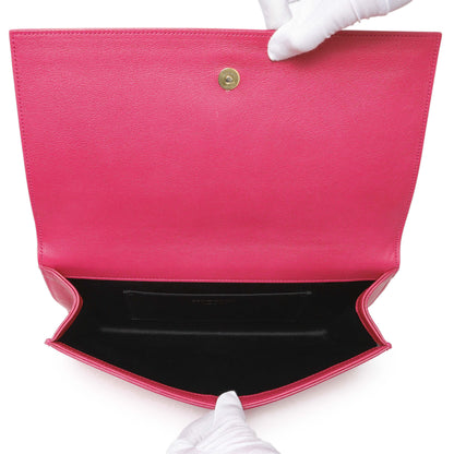 Exclusive Saint Laurent Fuchsia Calfskin Monogram Large Belle De Jour Clutch — Top View