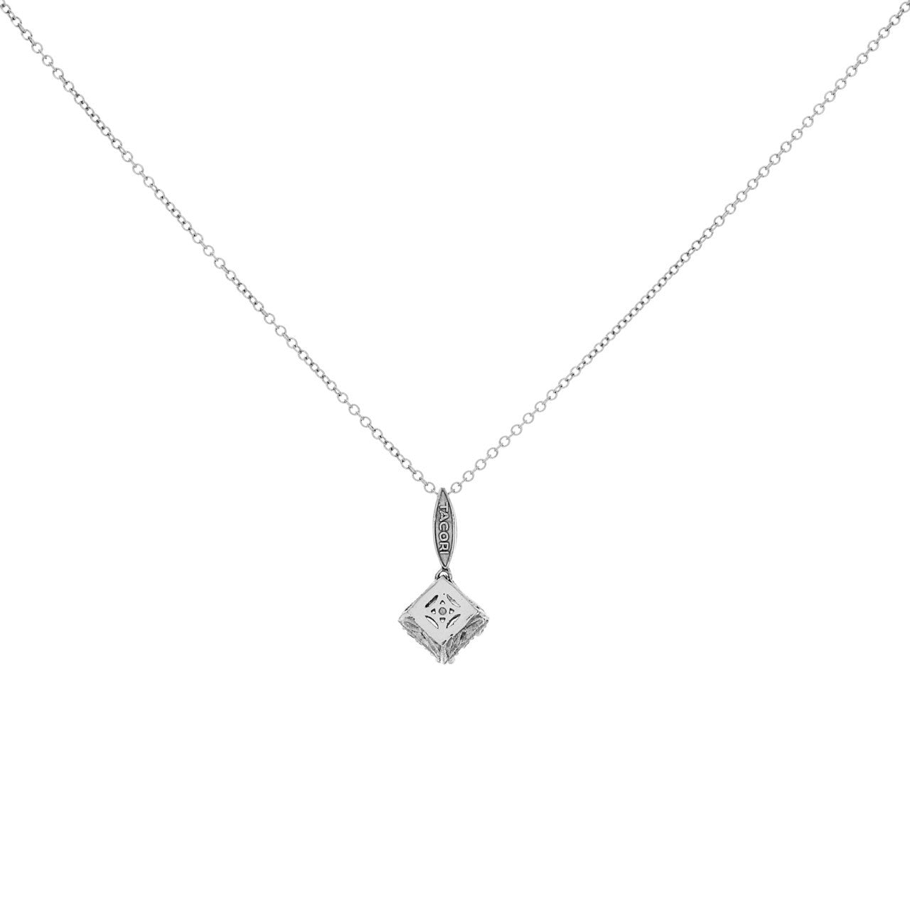 Exclusive Tacori 18K White Gold Cubic Zirconia Diamond Dantela Pendant — Side View