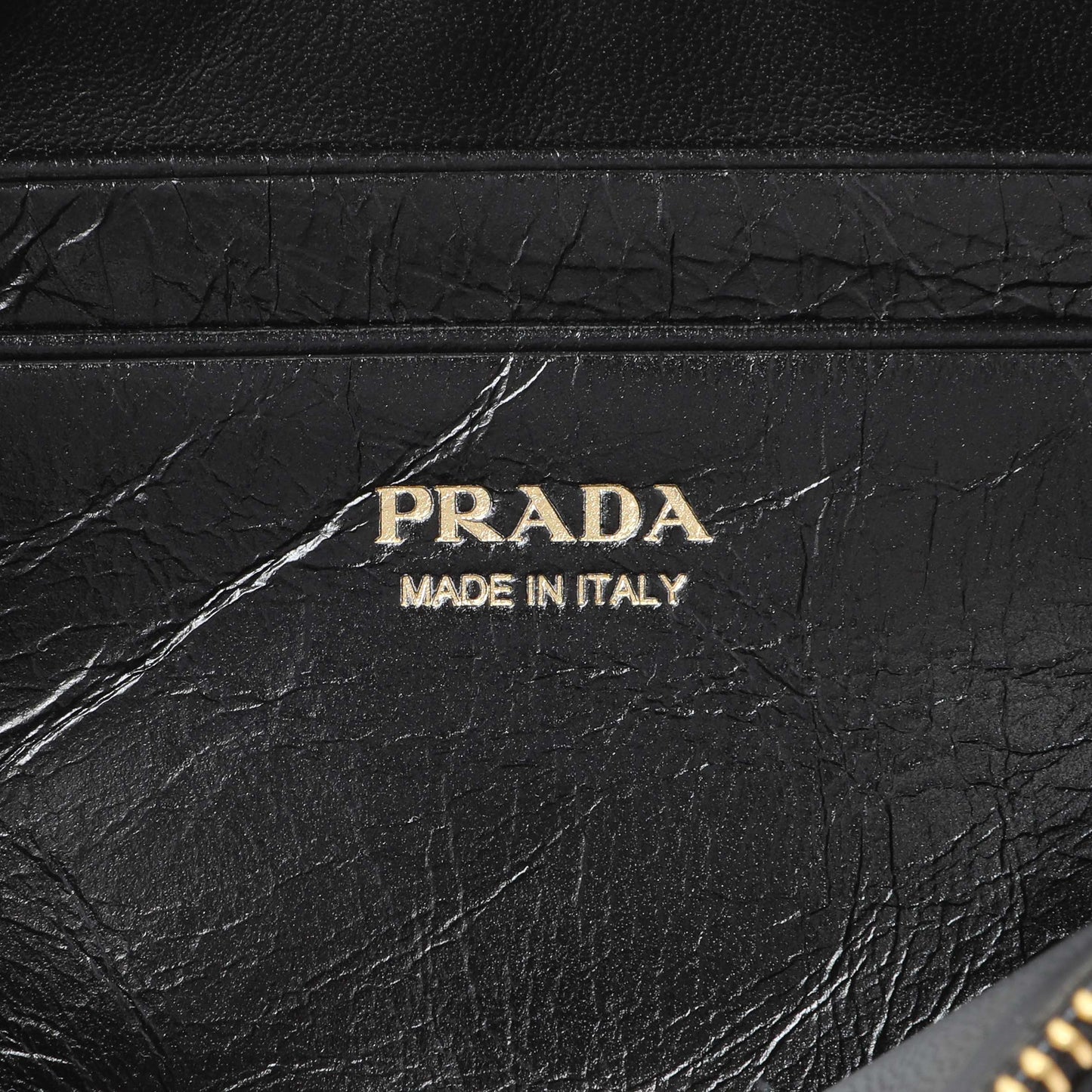 Exclusive Prada Black Lux Calfskin Pouch — Detail View