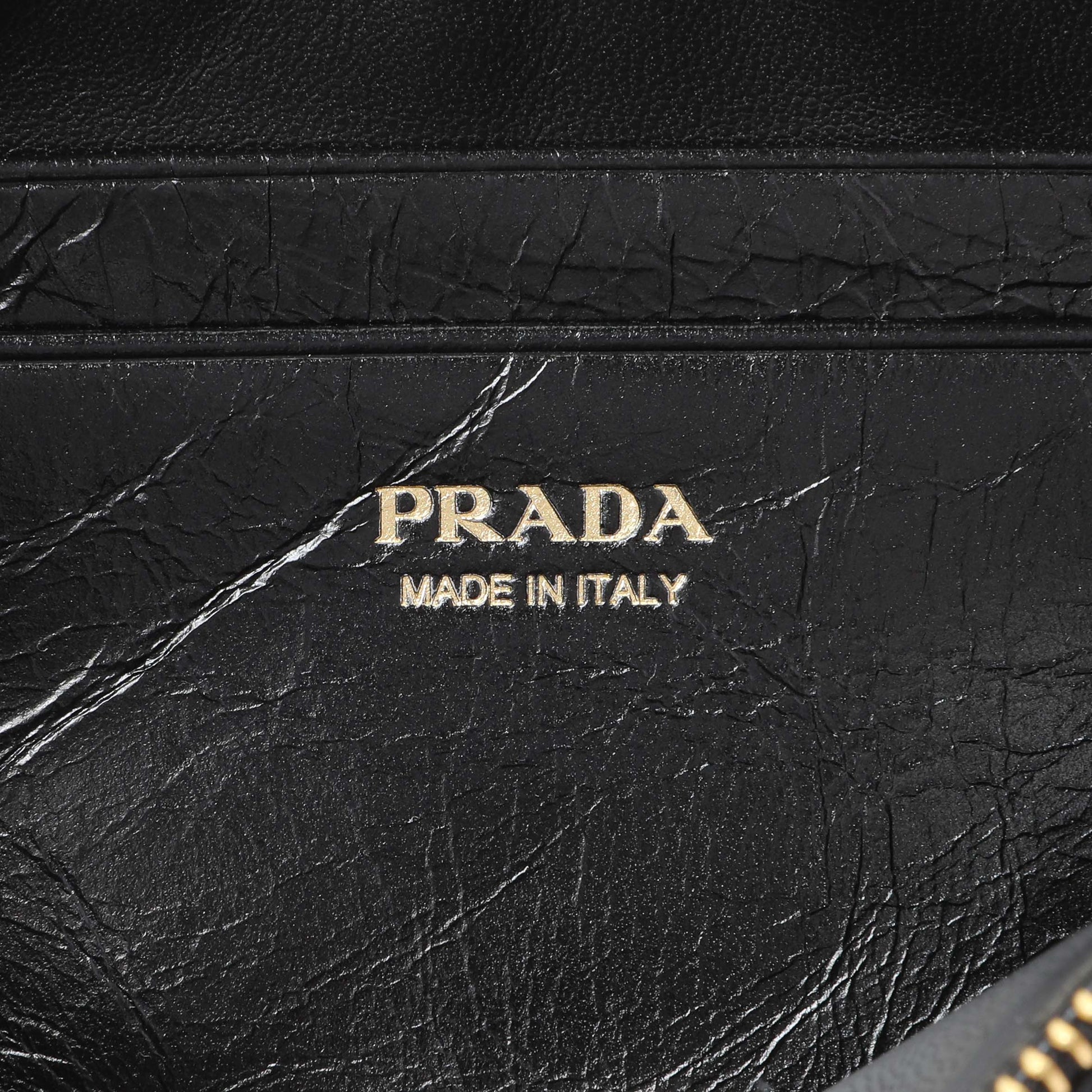 Exclusive Prada Black Lux Calfskin Pouch — Detail View