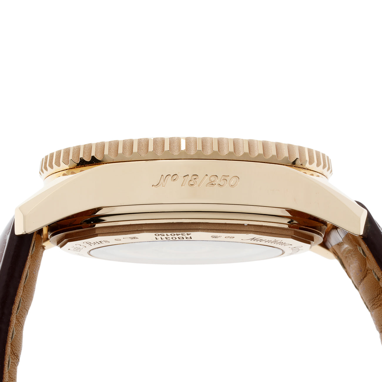 Exclusive Breitling 18K Rose Gold Navitimer Rattrapante RB0311 — Back View