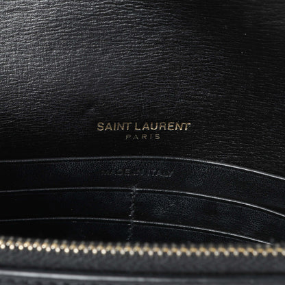 Exclusive Saint Laurent Black Calfskin Monogram Sunset Chain Wallet — Detail View