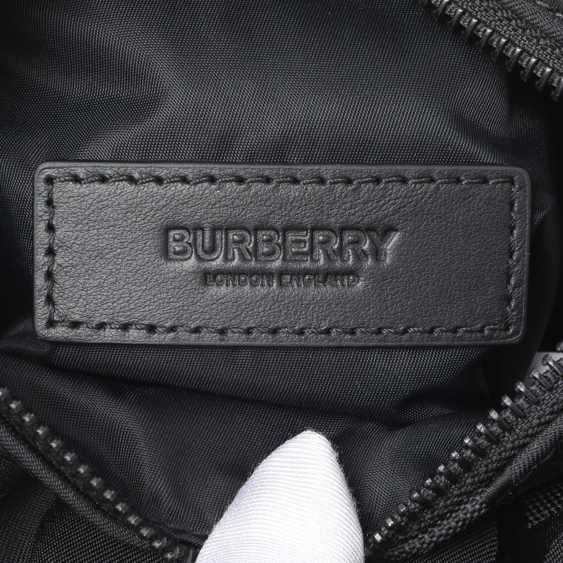 Exclusive Burberry Black Jacquard Logo TB Sound Bag — Detail View