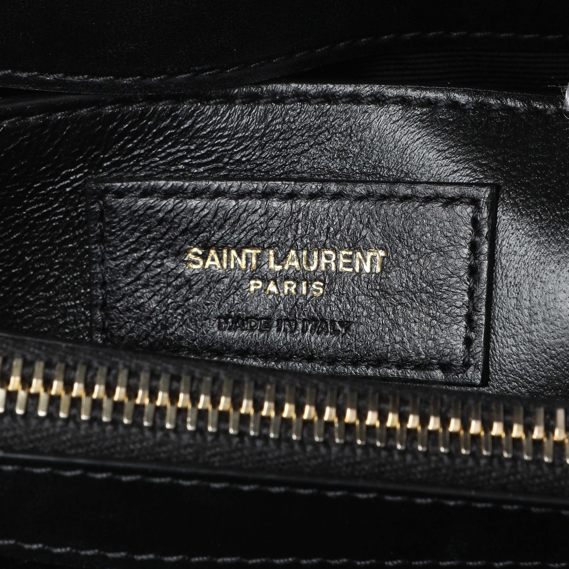 Exclusive Saint Laurent Black Calfskin Y Quilted Monogram Small Loulou Chain Satchel — Detail View