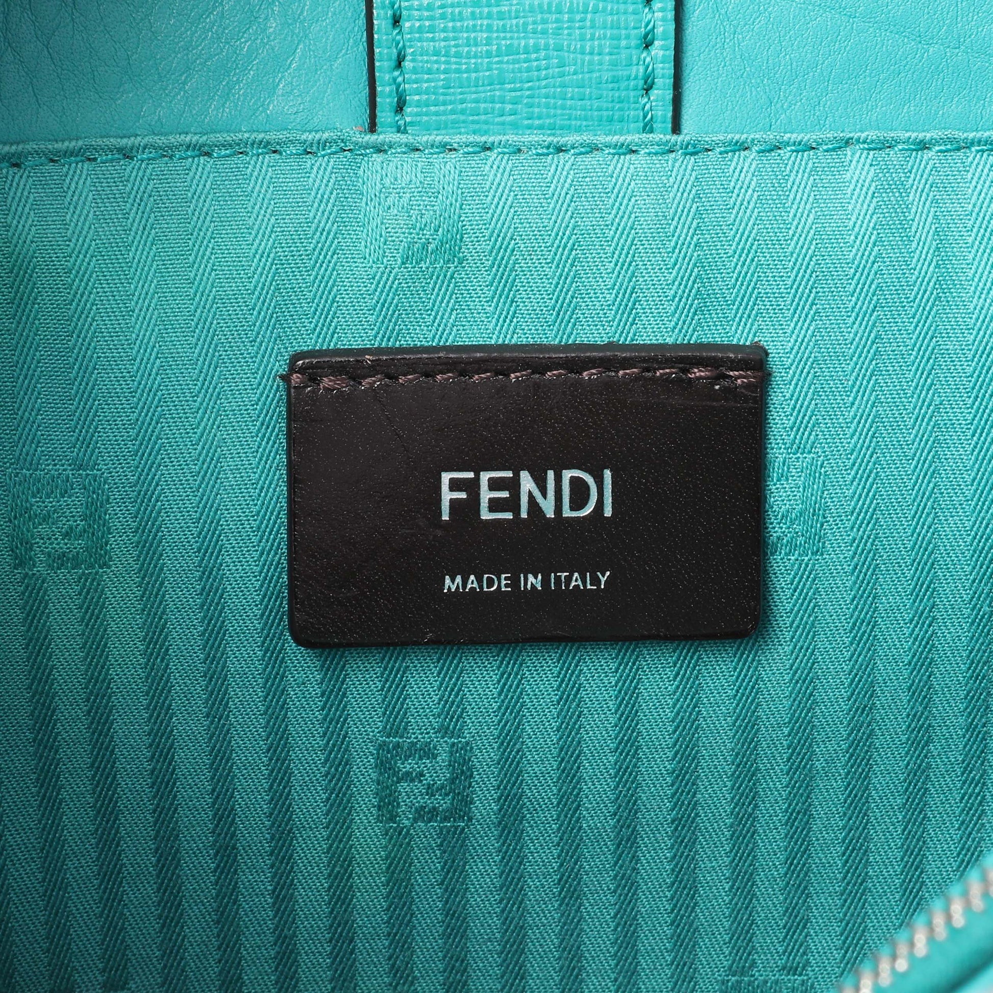 Exclusive Fendi Teal Vitello Elite Petite 2Jours Tote — Detail View