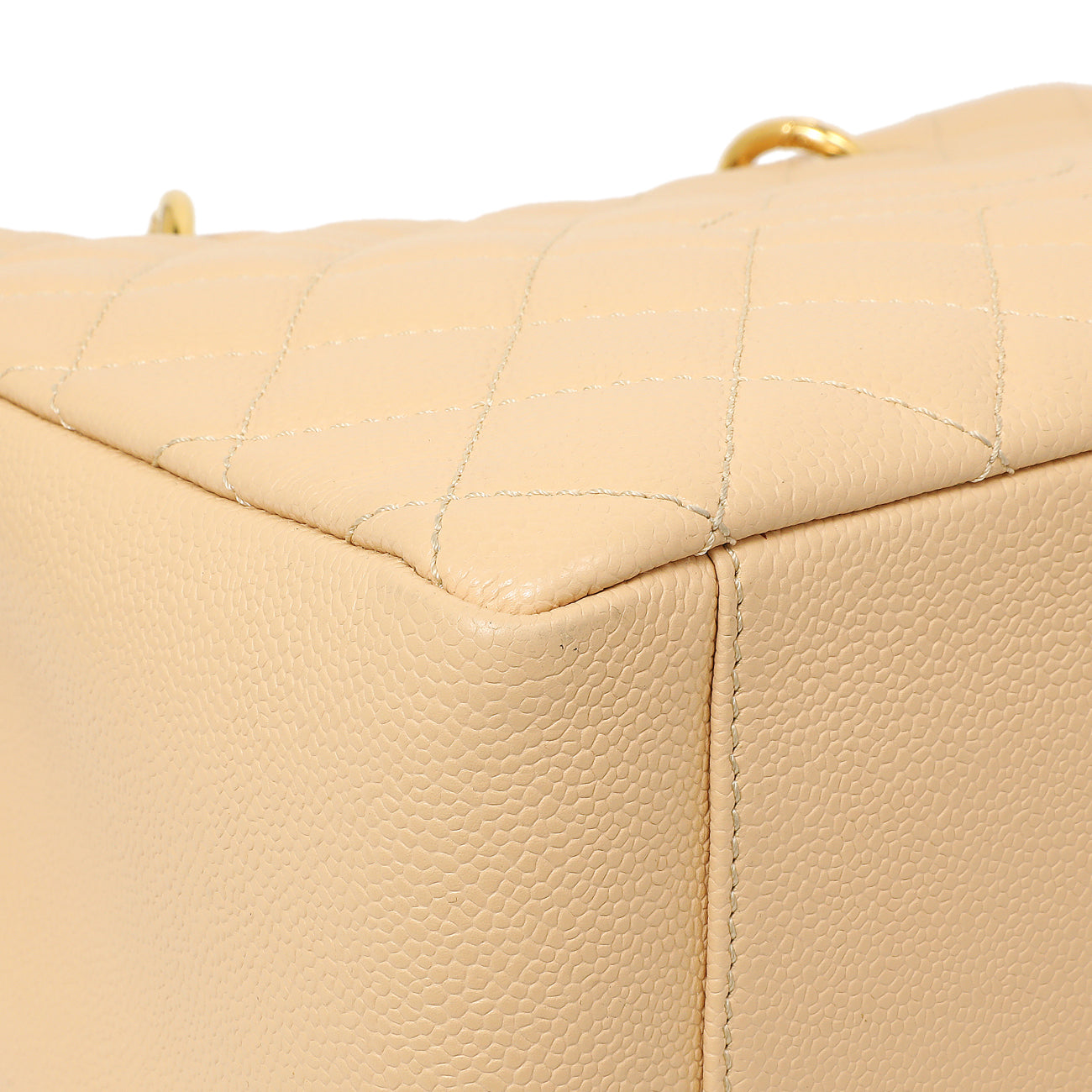 Exclusive Chanel Beige Quilted Caviar Grand Shopping Tote GST — Top View