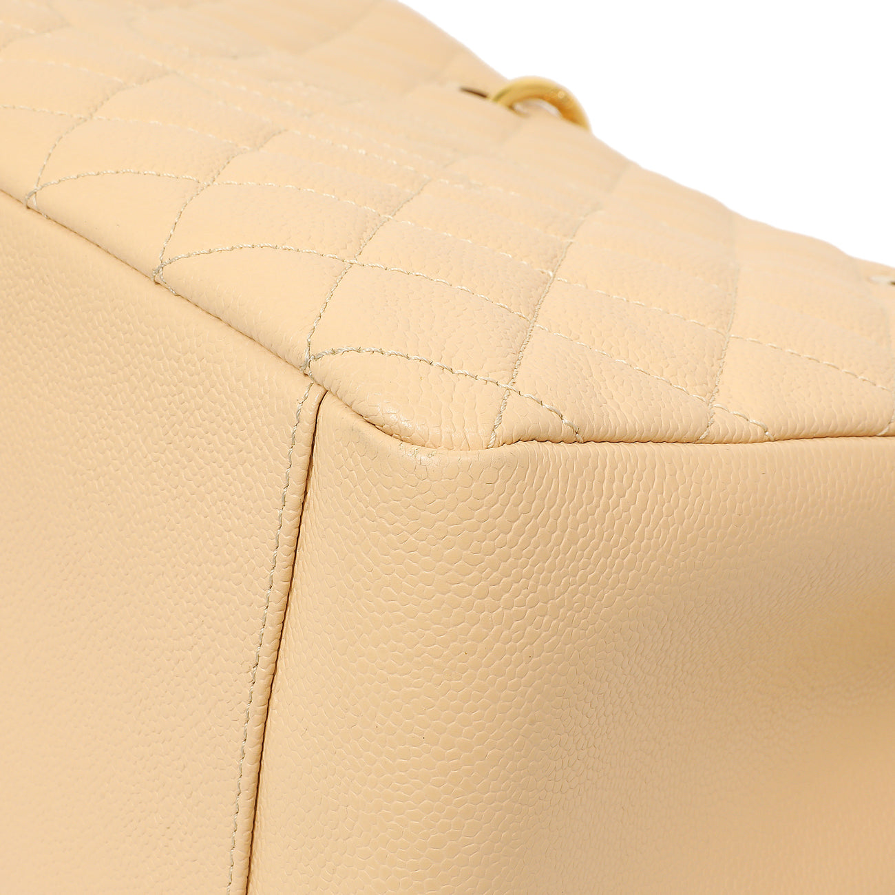 Exclusive Chanel Beige Quilted Caviar Grand Shopping Tote GST — Detail View