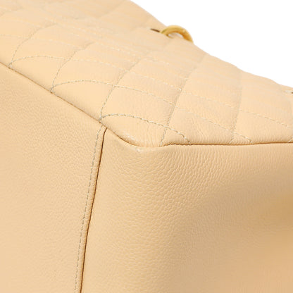 Exclusive Chanel Beige Quilted Caviar Grand Shopping Tote GST — Detail View