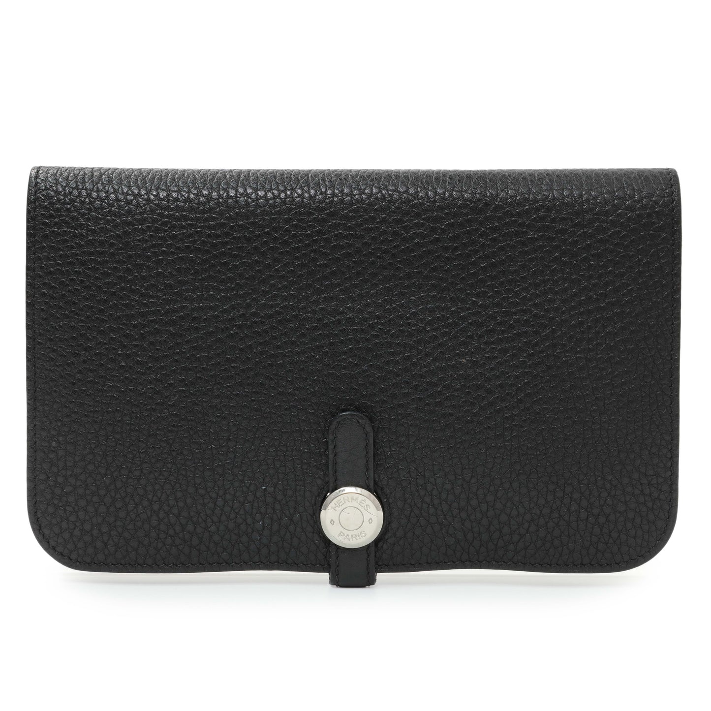 Exclusive Hermes Black Togo Dogon Duo Wallet — Front View