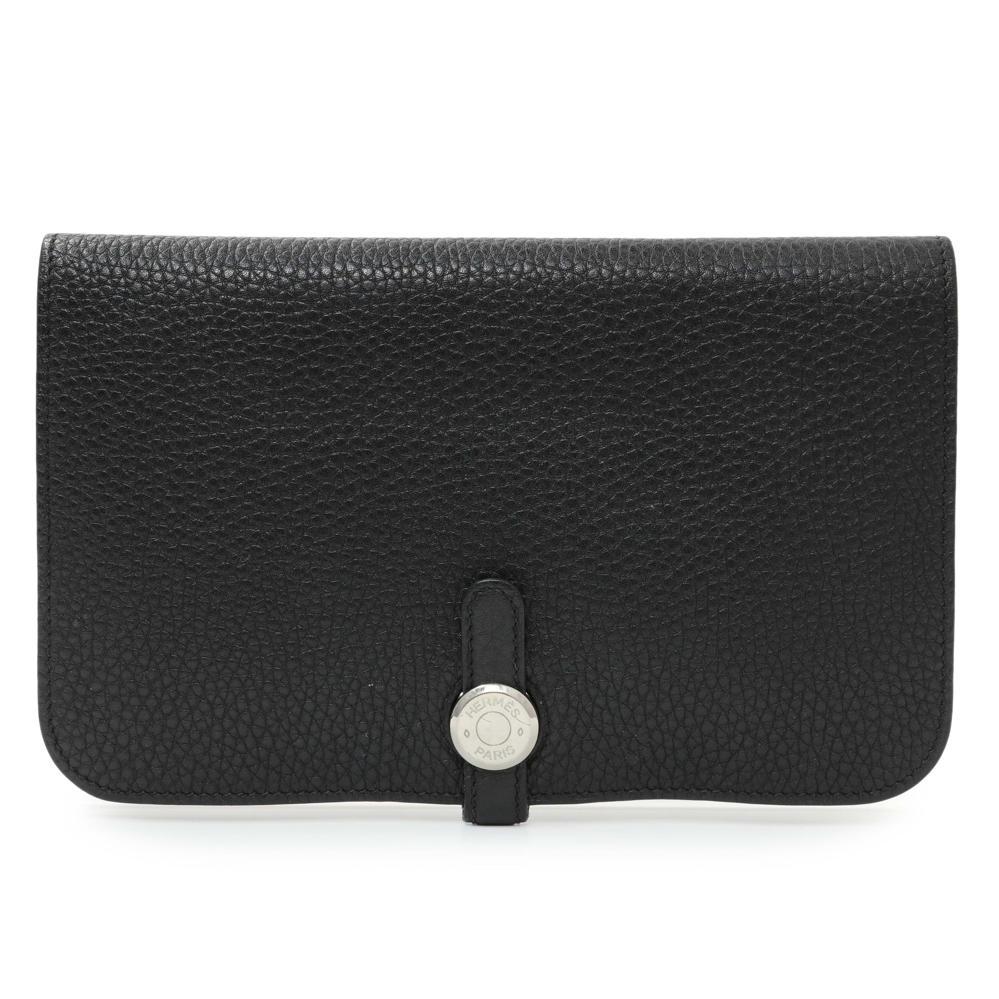 Exclusive Hermes Black Togo Dogon Duo Wallet — Front View