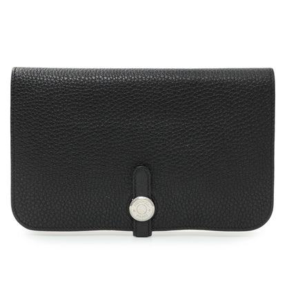 Exclusive Hermes Black Togo Dogon Duo Wallet — Front View