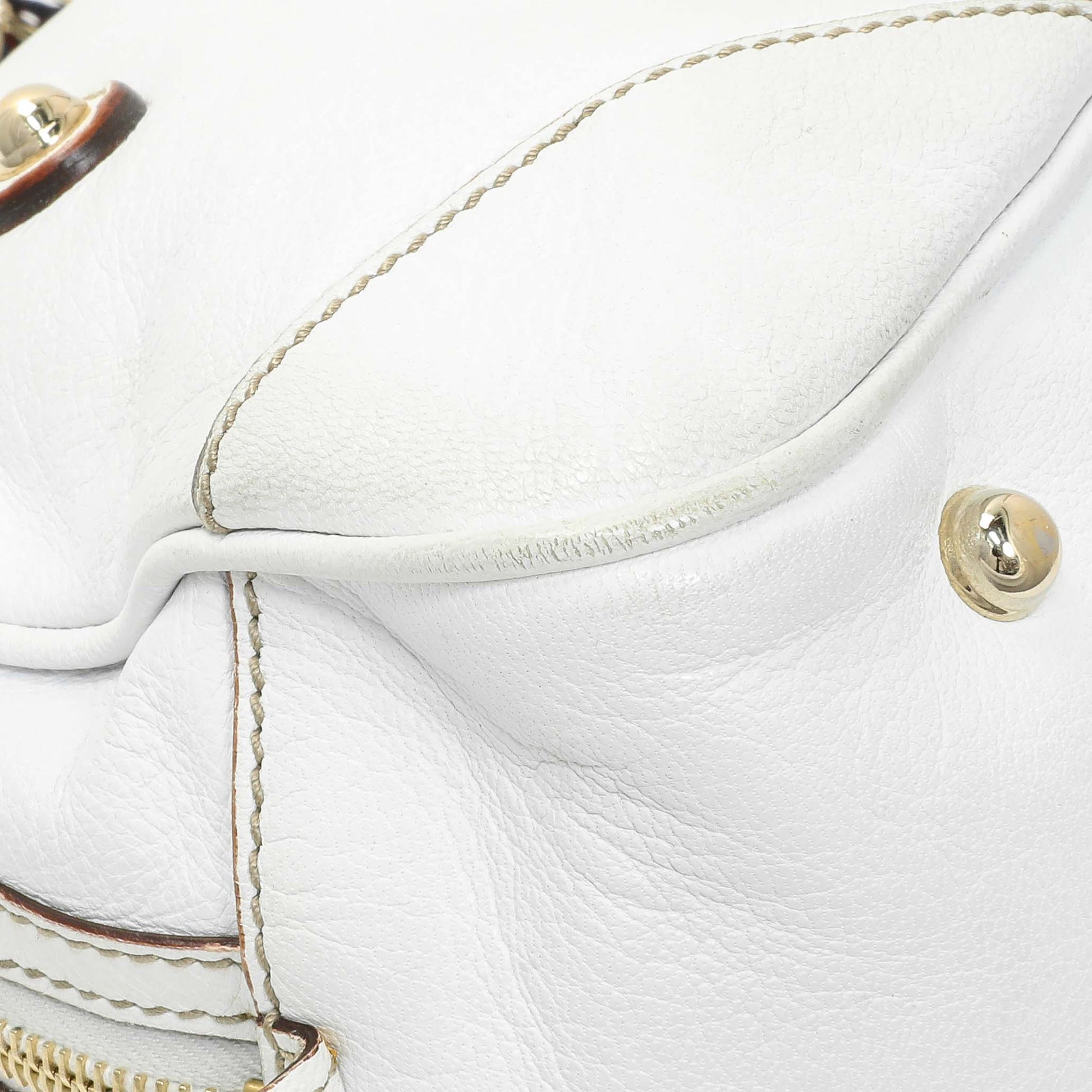 Exclusive Gucci White Calfskin Capri Small Bowler — Lifestyle View