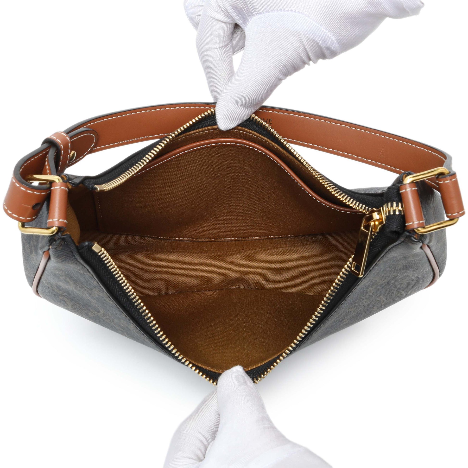 Exclusive Celine Triomphe Canvas Calfskin Ava Shoulder Bag — Top View