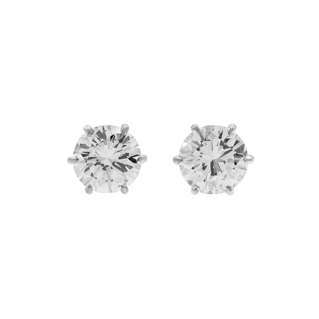 Exclusive 18K White Gold 2.00 Carat Diamond Stud Earrings — Front View