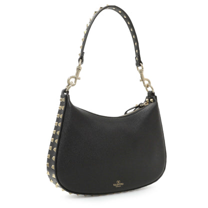 Exclusive Valentino Black Grained Calfskin Rockstud Crossbody — Side View