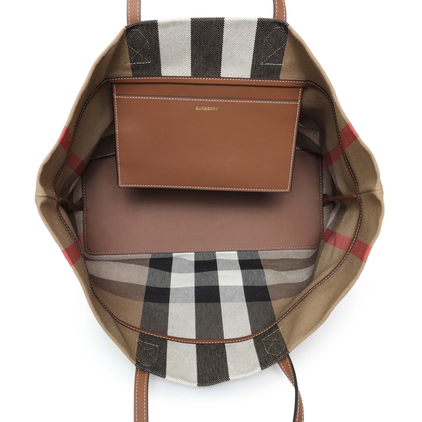 Exclusive Burberry Giant Check Canvas London Tote — Top View