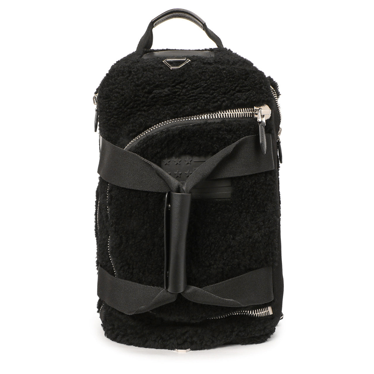 Exclusive Givenchy Black Shearling Duffle Backpack — Front View