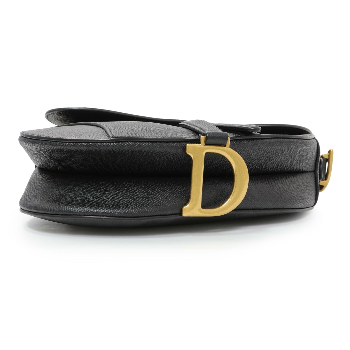 Exclusive Christian Dior Black Grained Calfskin Saddle Bag — Back View
