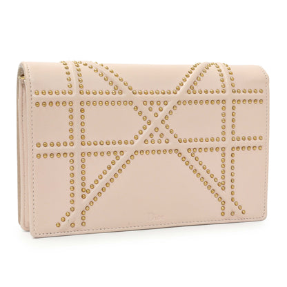 Exclusive Christian Dior Studded Calfskin Diorama Wallet On Chain — Side View