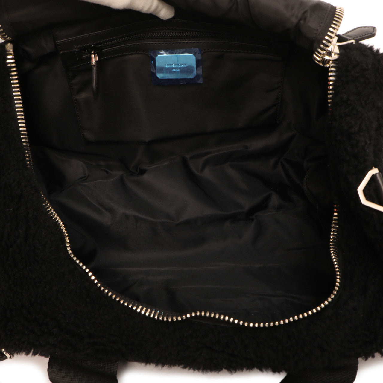 Exclusive Givenchy Black Shearling Duffle Backpack — Detail View