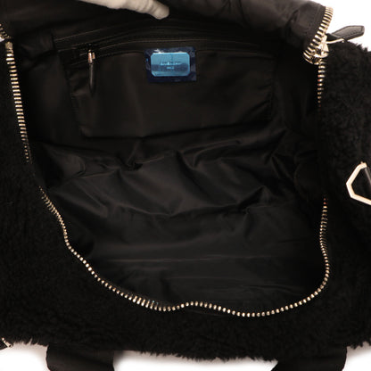Exclusive Givenchy Black Shearling Duffle Backpack — Detail View
