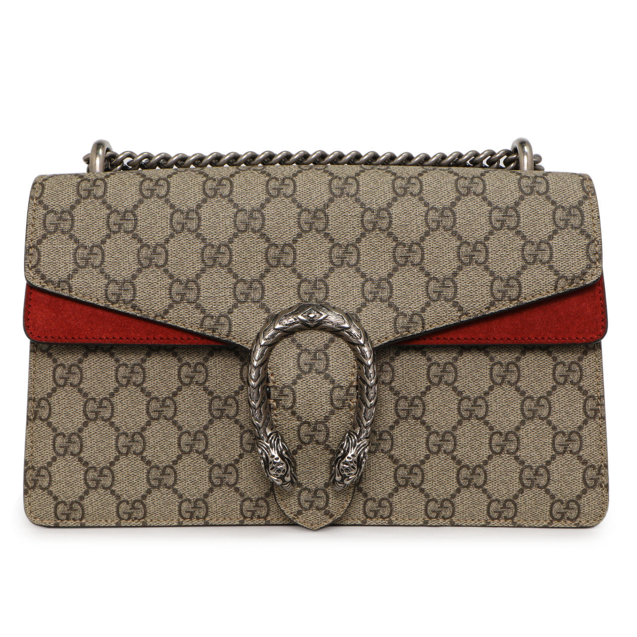 Exclusive Gucci Red GG Supreme Monogram Small Dionysus Shoulder  Bag — Side View