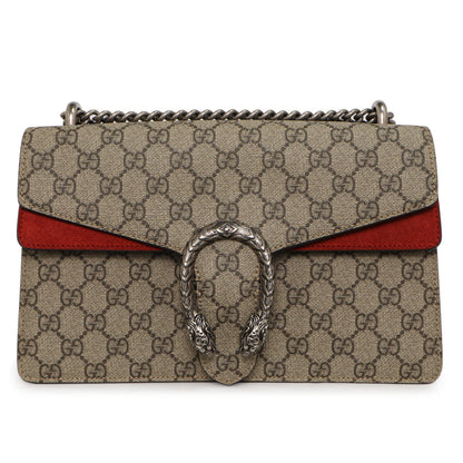 Exclusive Gucci Red GG Supreme Monogram Small Dionysus Shoulder  Bag — Side View