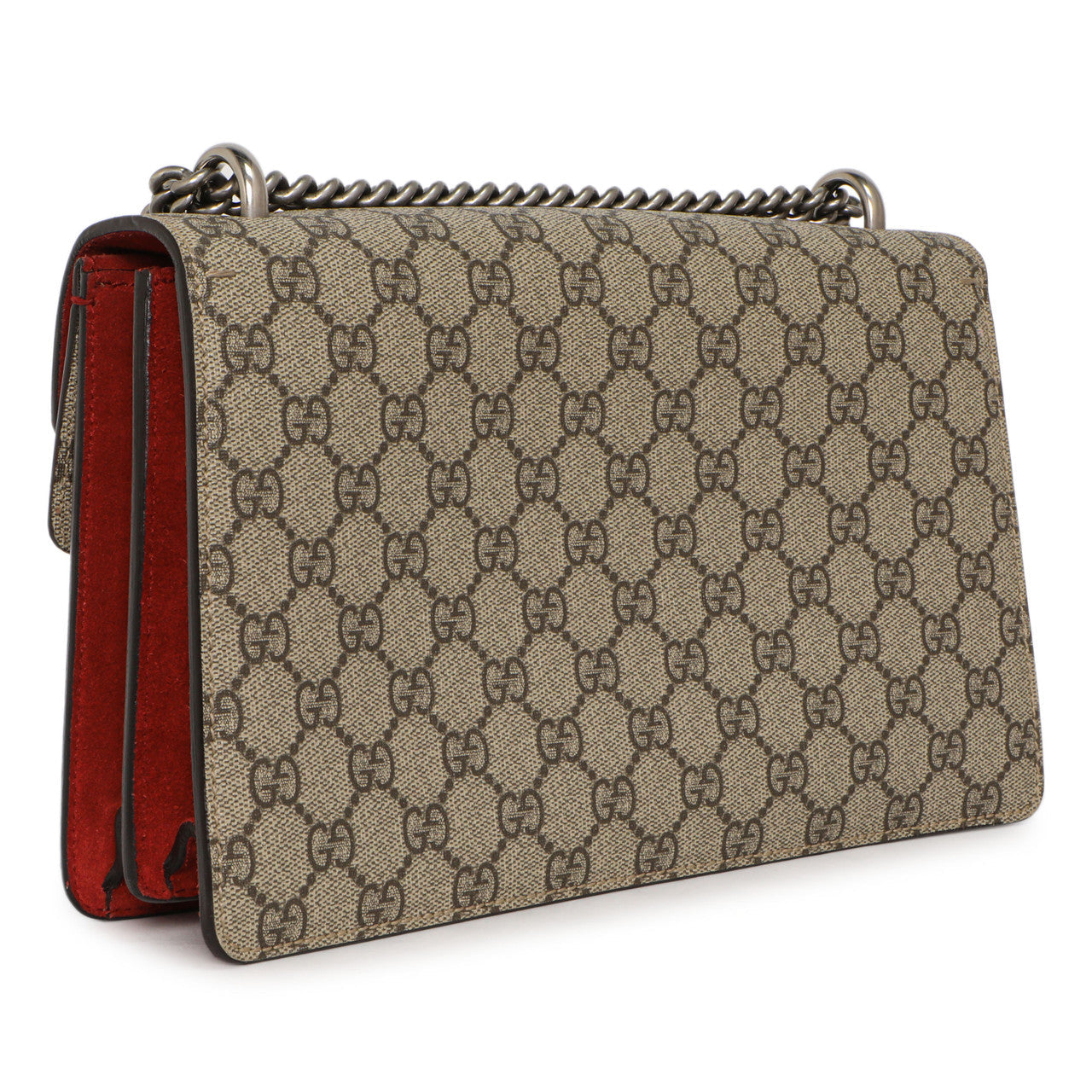 Exclusive Gucci Red GG Supreme Monogram Small Dionysus Shoulder  Bag — Back View
