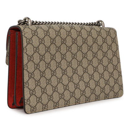 Exclusive Gucci Red GG Supreme Monogram Small Dionysus Shoulder  Bag — Back View