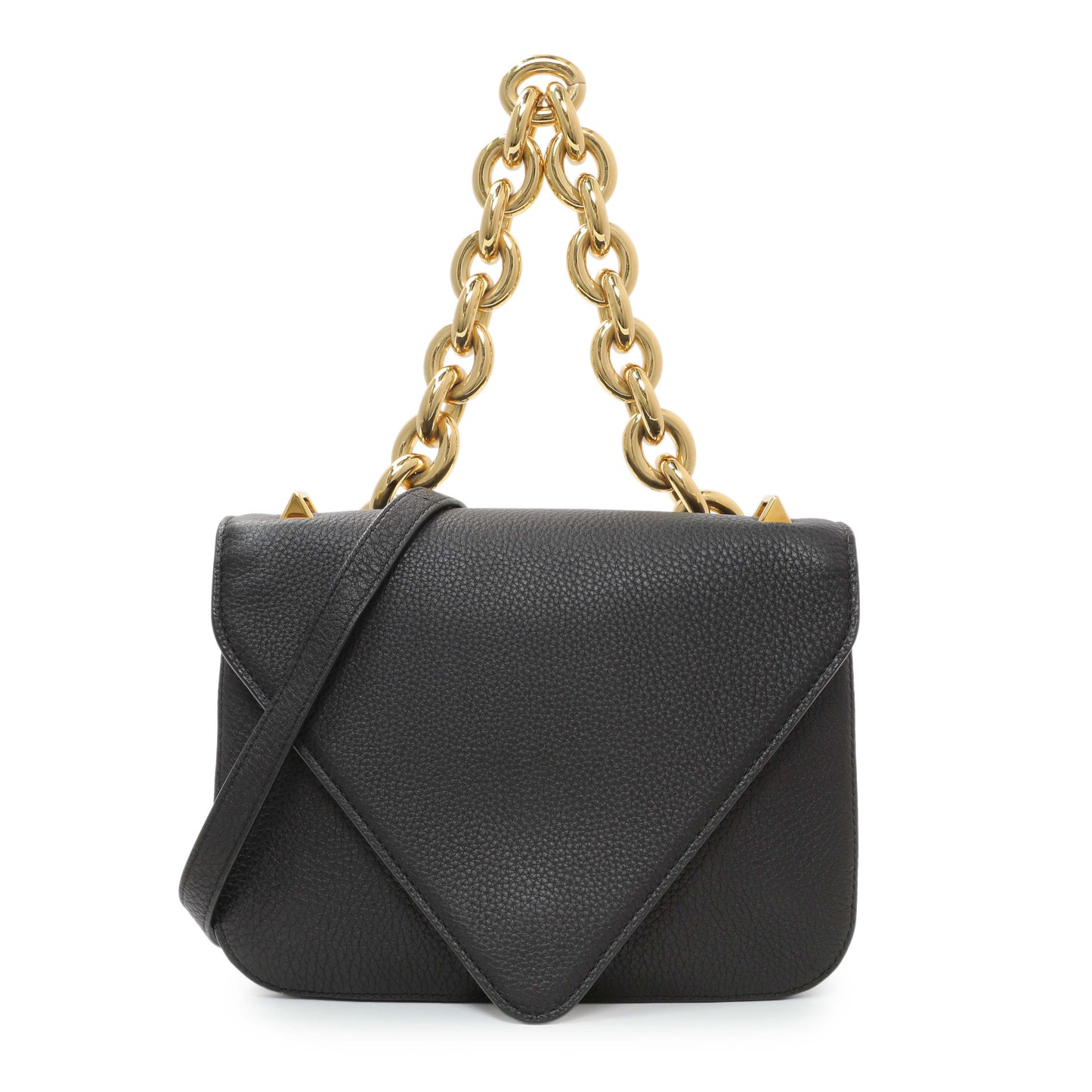Exclusive Bottega Veneta Black The Mount Small Leather Shoulder Bag — Front View