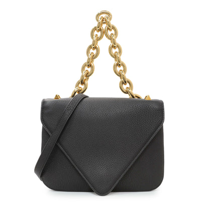 Exclusive Bottega Veneta Black The Mount Small Leather Shoulder Bag — Front View