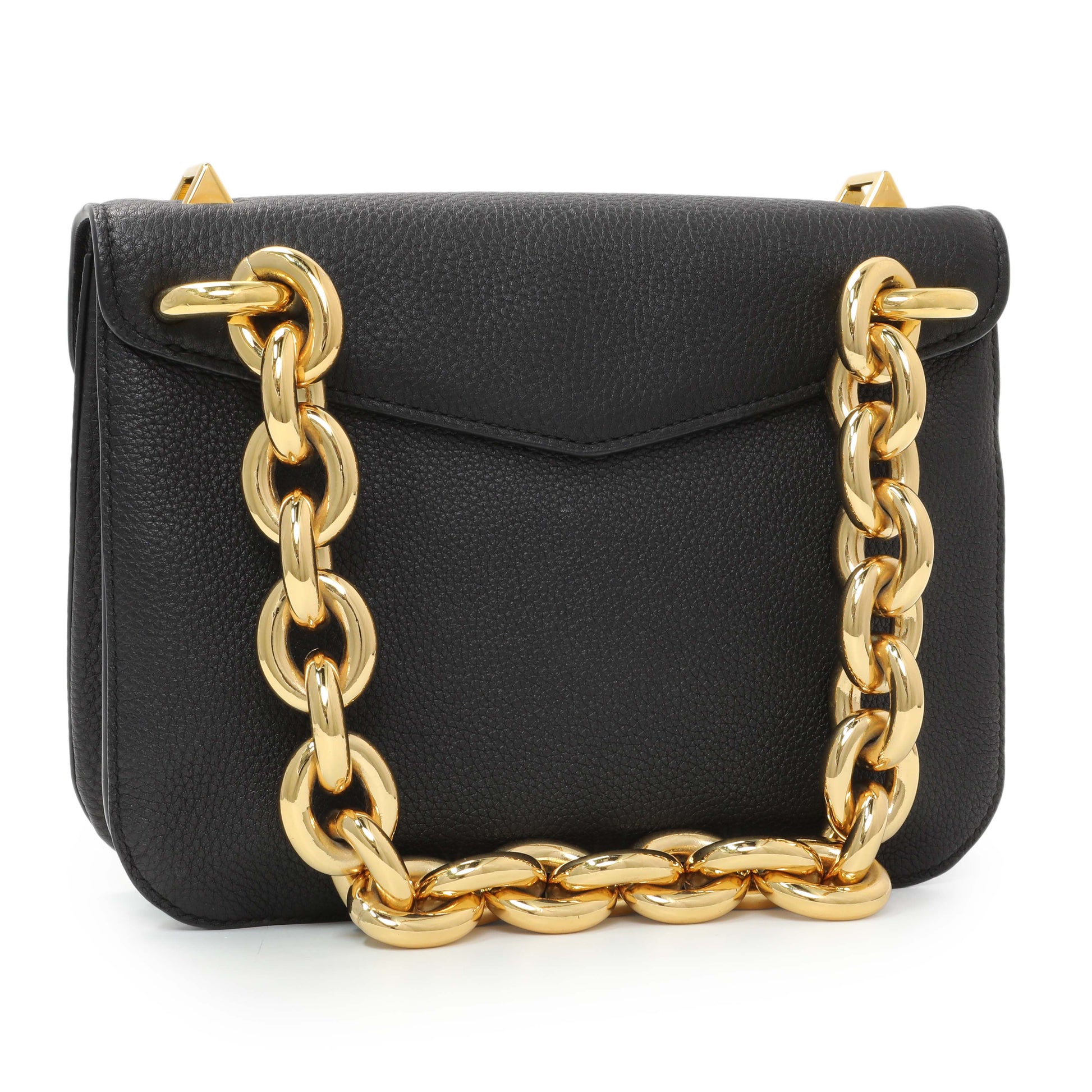 Exclusive Bottega Veneta Black The Mount Small Leather Shoulder Bag — Side View