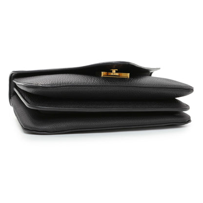 Exclusive Bottega Veneta Black The Mount Small Leather Shoulder Bag — Back View