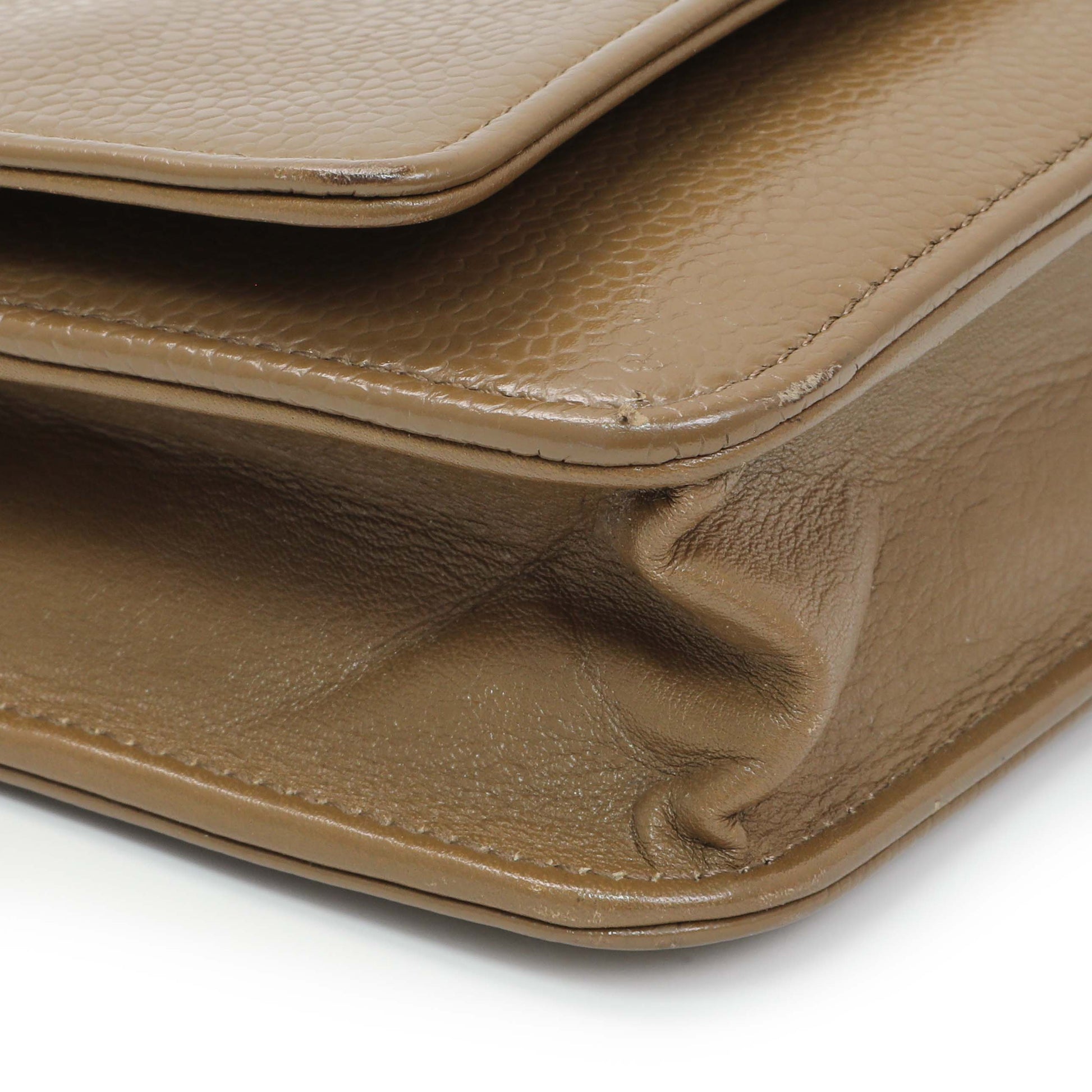Exclusive Chanel Brown Caviar Timeless CC Wallet on Chain WOC — Top View