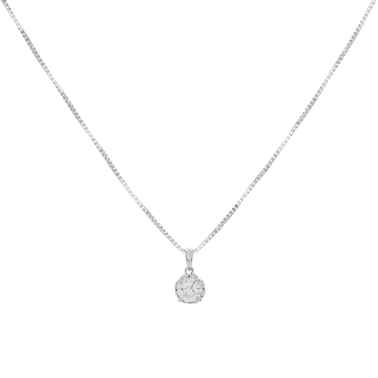 Exclusive 10K White Gold 0.48 Carat Diamond Pendant — Front View