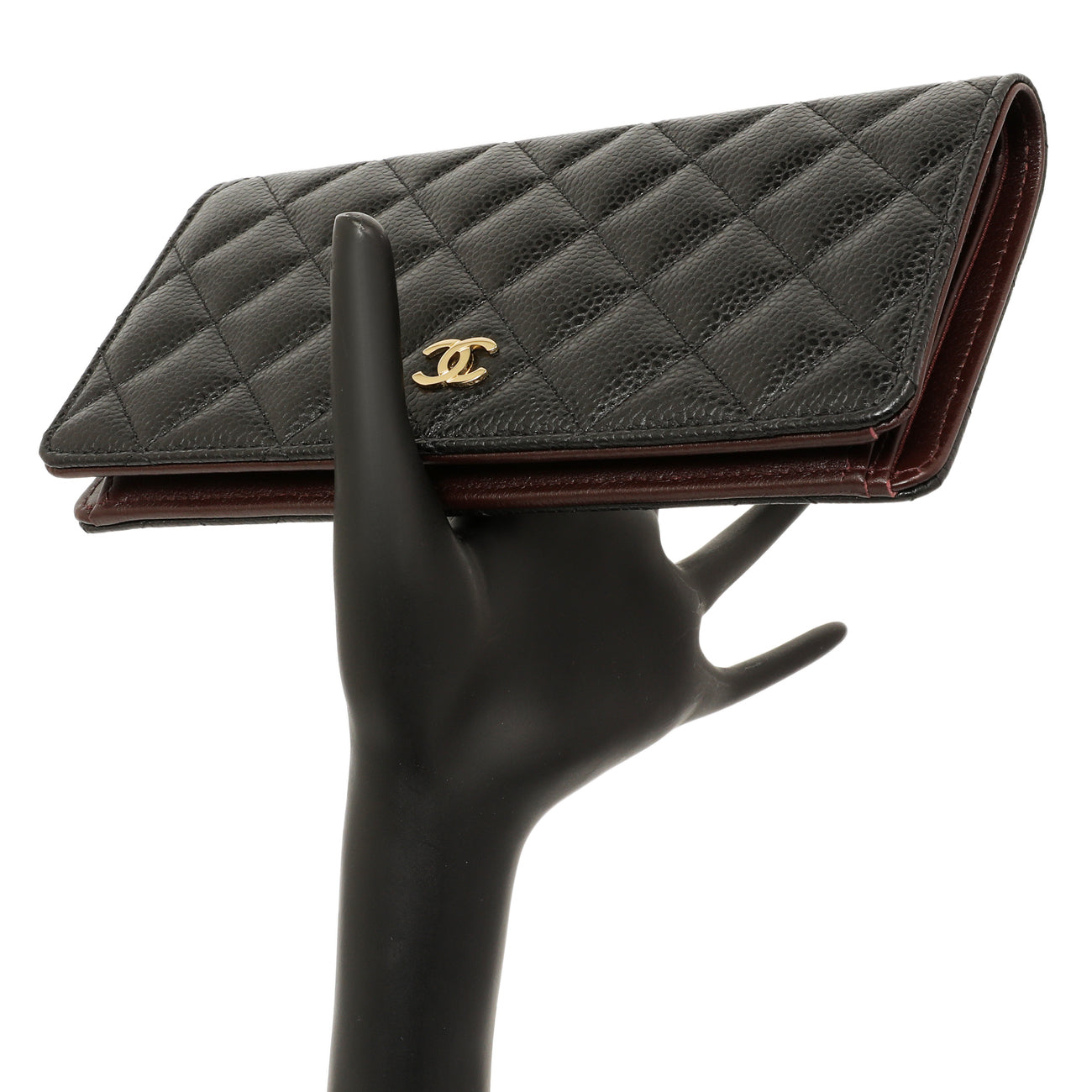Exclusive Chanel Black Quilted Caviar Yen Wallet — Alternate View 7