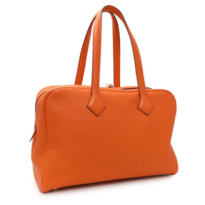 Exclusive Hermes Orange Taurillon Clemence Victoria II 35 — Side View