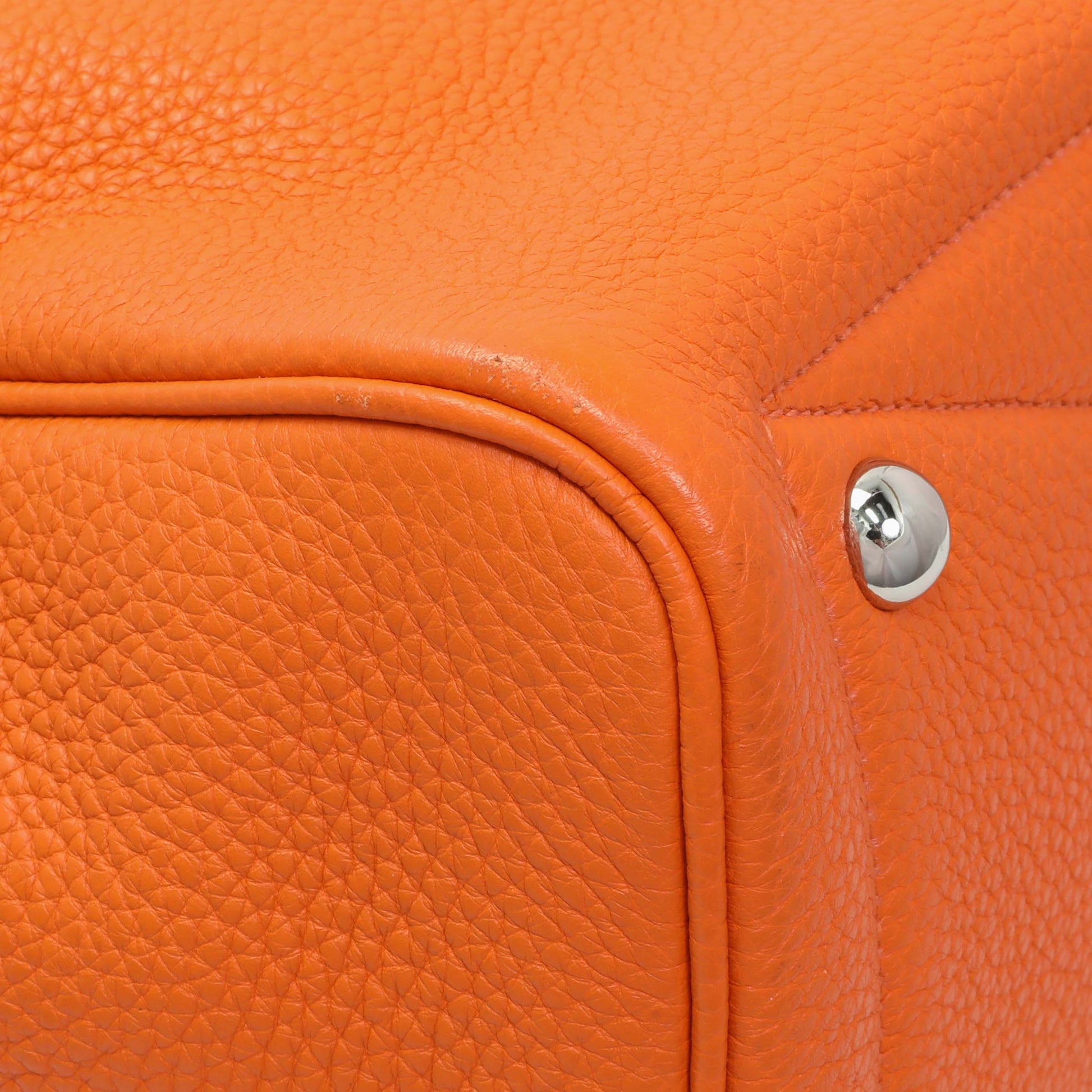 Exclusive Hermes Orange Taurillon Clemence Victoria II 35 — Top View