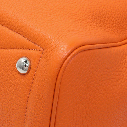 Exclusive Hermes Orange Taurillon Clemence Victoria II 35 — Detail View