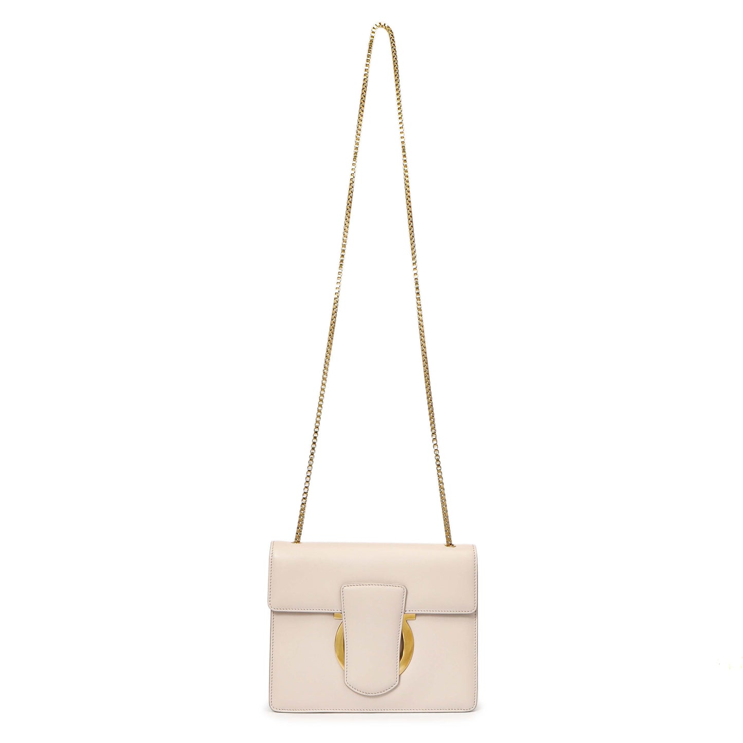 Exclusive Salvatore Ferragamo Nude Calfskin Thalia Crossbody Bag — Front View