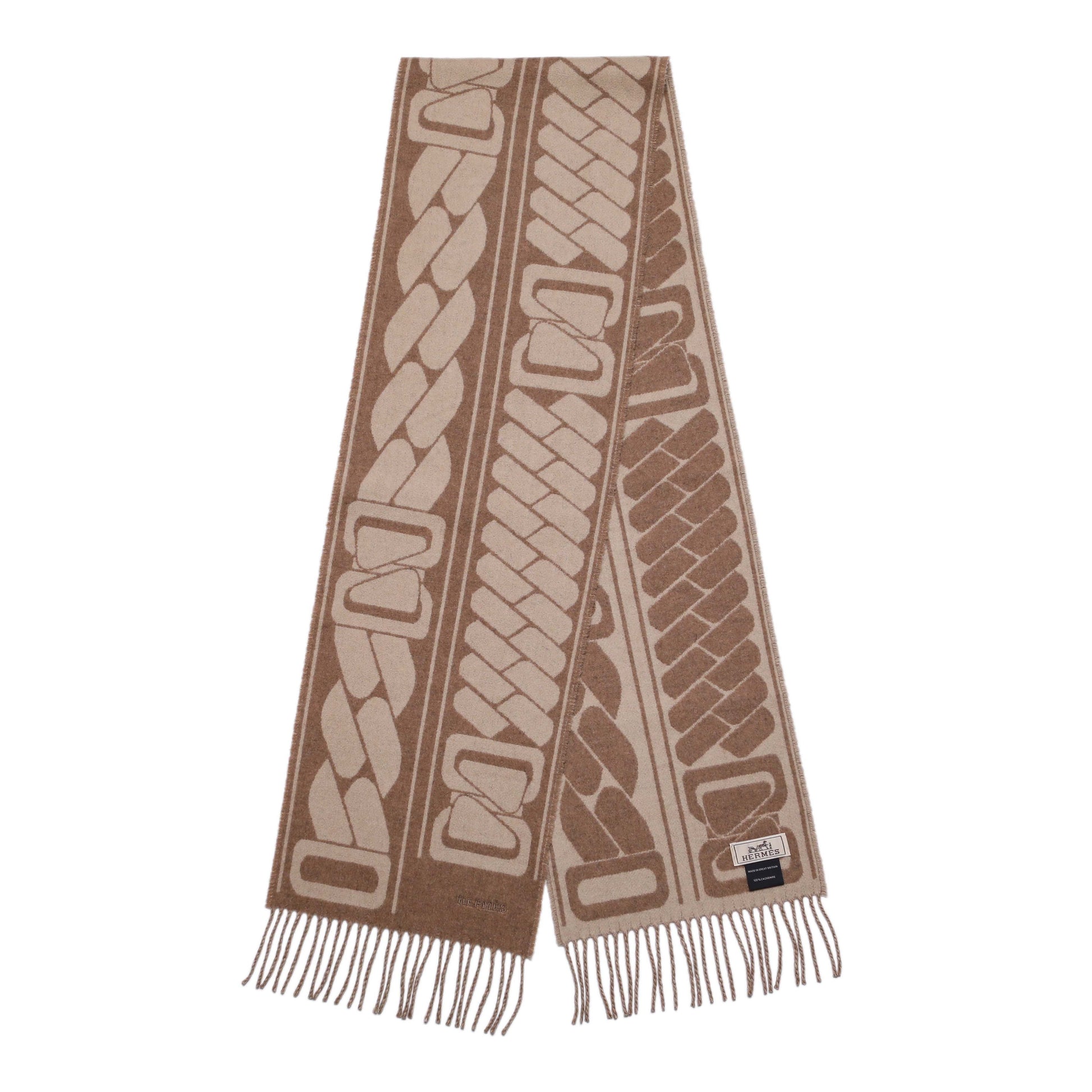 Exclusive Hermes Cashmere Clic, C'est Noue Scarf — Front View