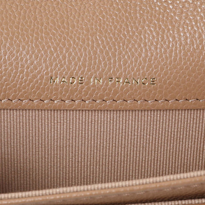 Exclusive Chanel Brown Caviar Quilted Flap Card Holder Wallet — Lifestyle View