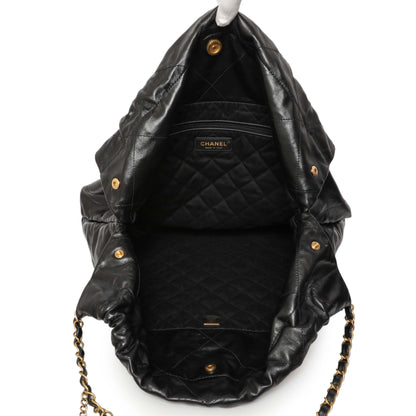 Exclusive Chanel Shiny Black Quilted Shiny Calfskin Large Chanel 22 — Alternate View 7