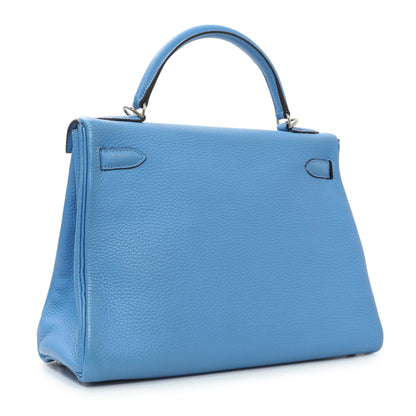 Exclusive Hermes Blue Paradise Taurillon Clemence Kelly Retourne 32 — Side View