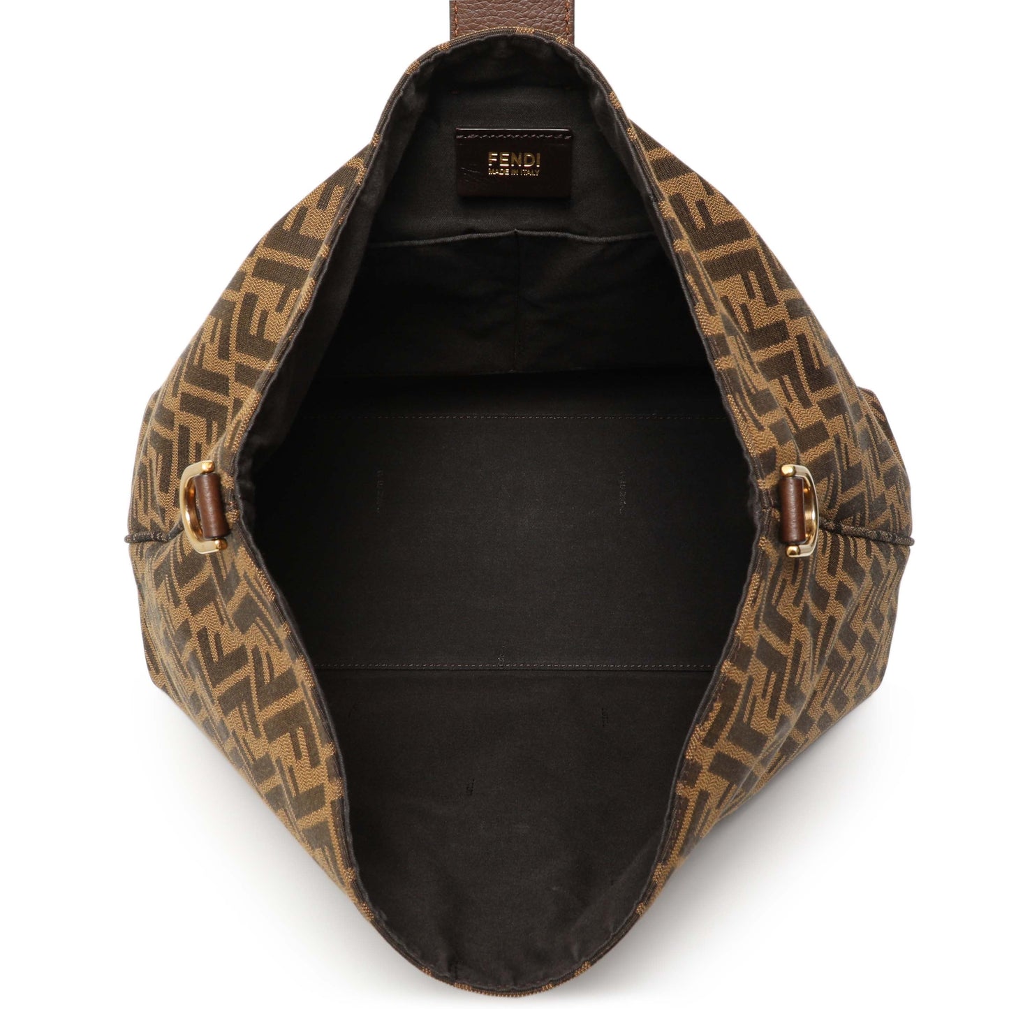 Exclusive Fendi Tobacco Zucca Vitello Artic Small Clasp Top Hobo Bag — Top View