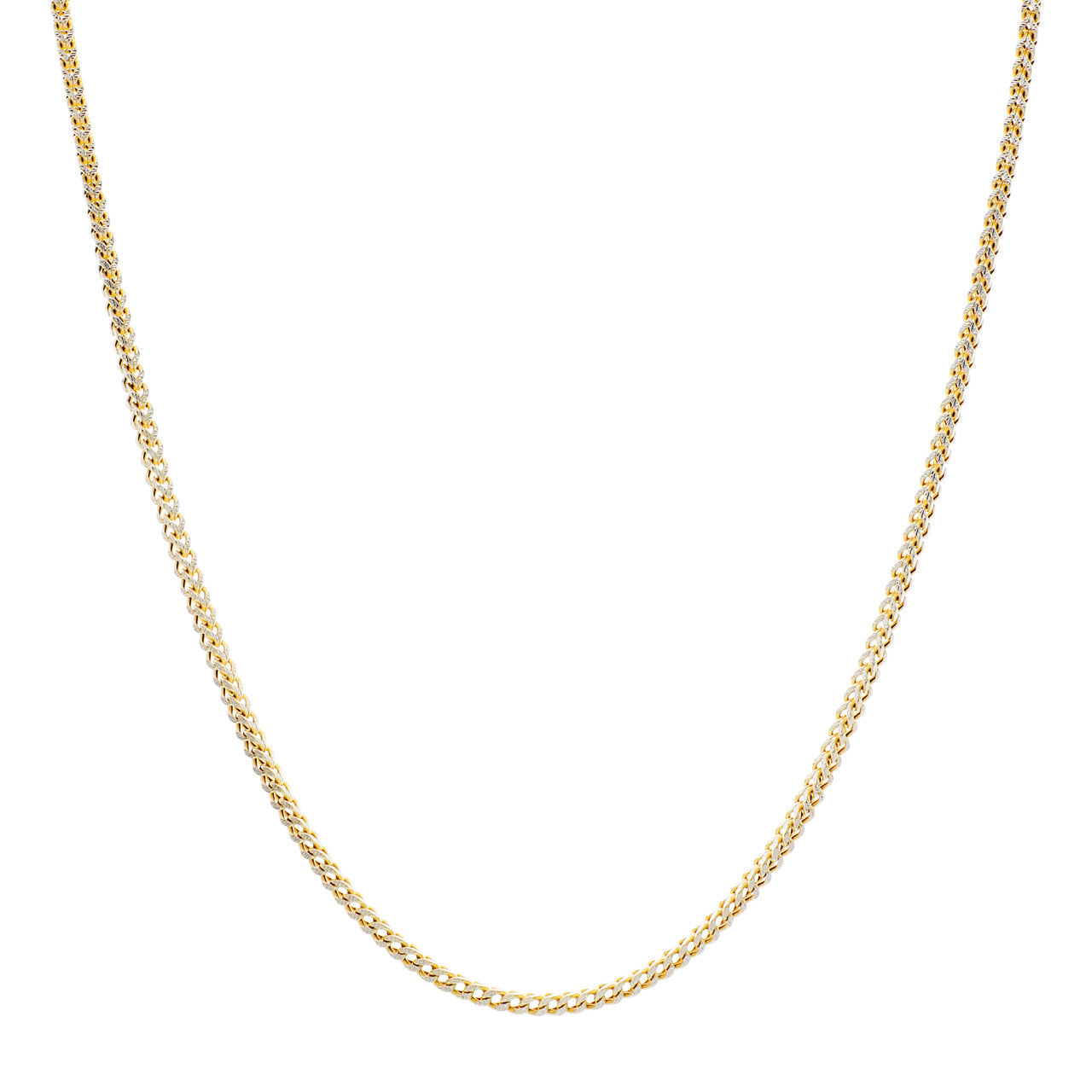 Exclusive 10K Yellow Gold/White Gold Box Link Chain Necklace — Front View