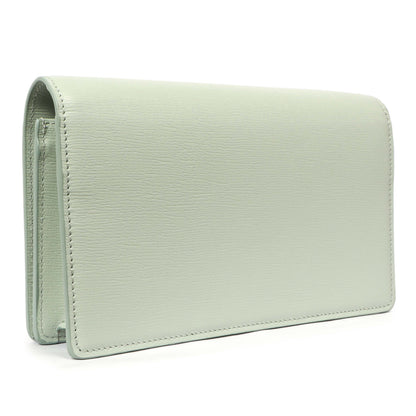 Exclusive Gucci Pale Green Textured Calfskin Script Logo Chain Wallet — Back View