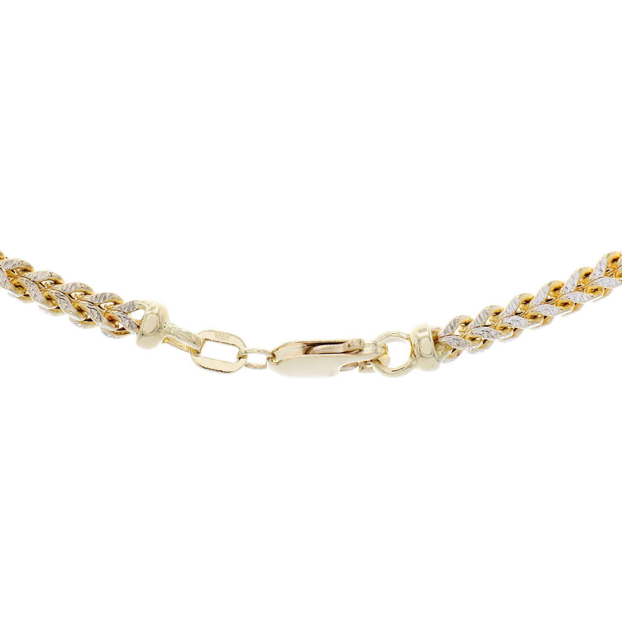 Exclusive 10K Yellow Gold/White Gold Box Link Chain Necklace — Side View
