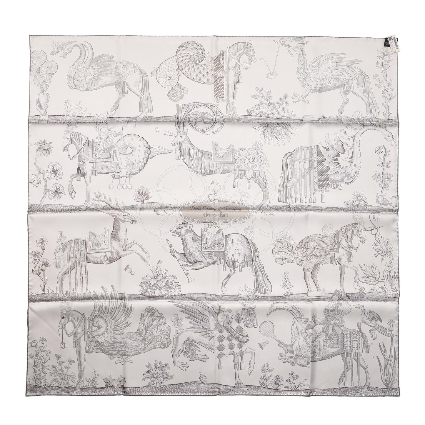 Exclusive Hermes Silk Della Cavalleria Double Face Scarf 90 — Back View