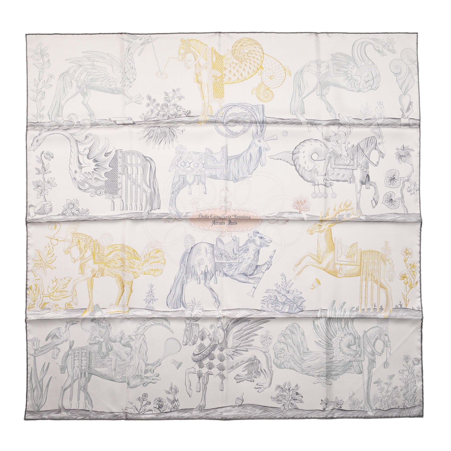 Exclusive Hermes Silk Della Cavalleria Double Face Scarf 90 — Side View